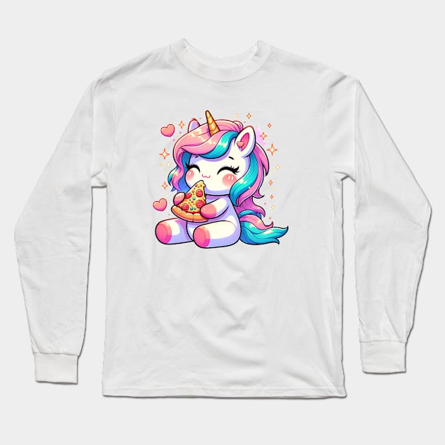 Pizza Unicorn Lover, Love Eating Pizza Long Sleeve T-Shirt by dukito